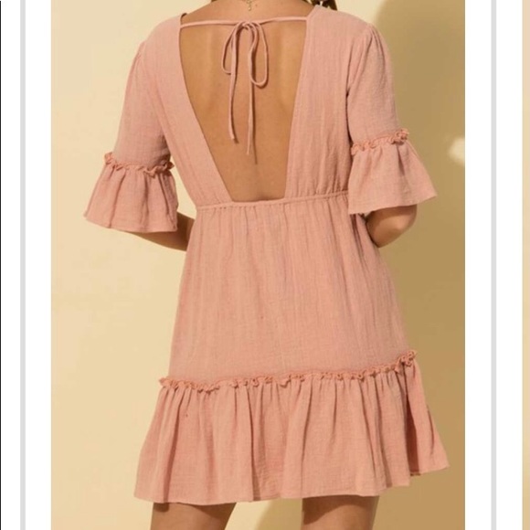 RESTOCKED NWT! BoHo V-Neck Dress With Open Back! - Picture 2 of 6